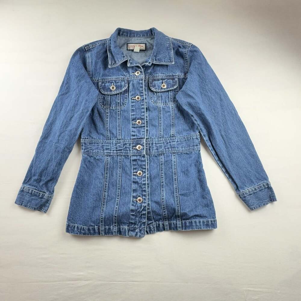 Jamaica Bay Denim Jacket Size S Blue Cotton Long Sleeve Peplum